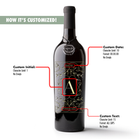 Custom Initial Frame Etched Wine Bottle