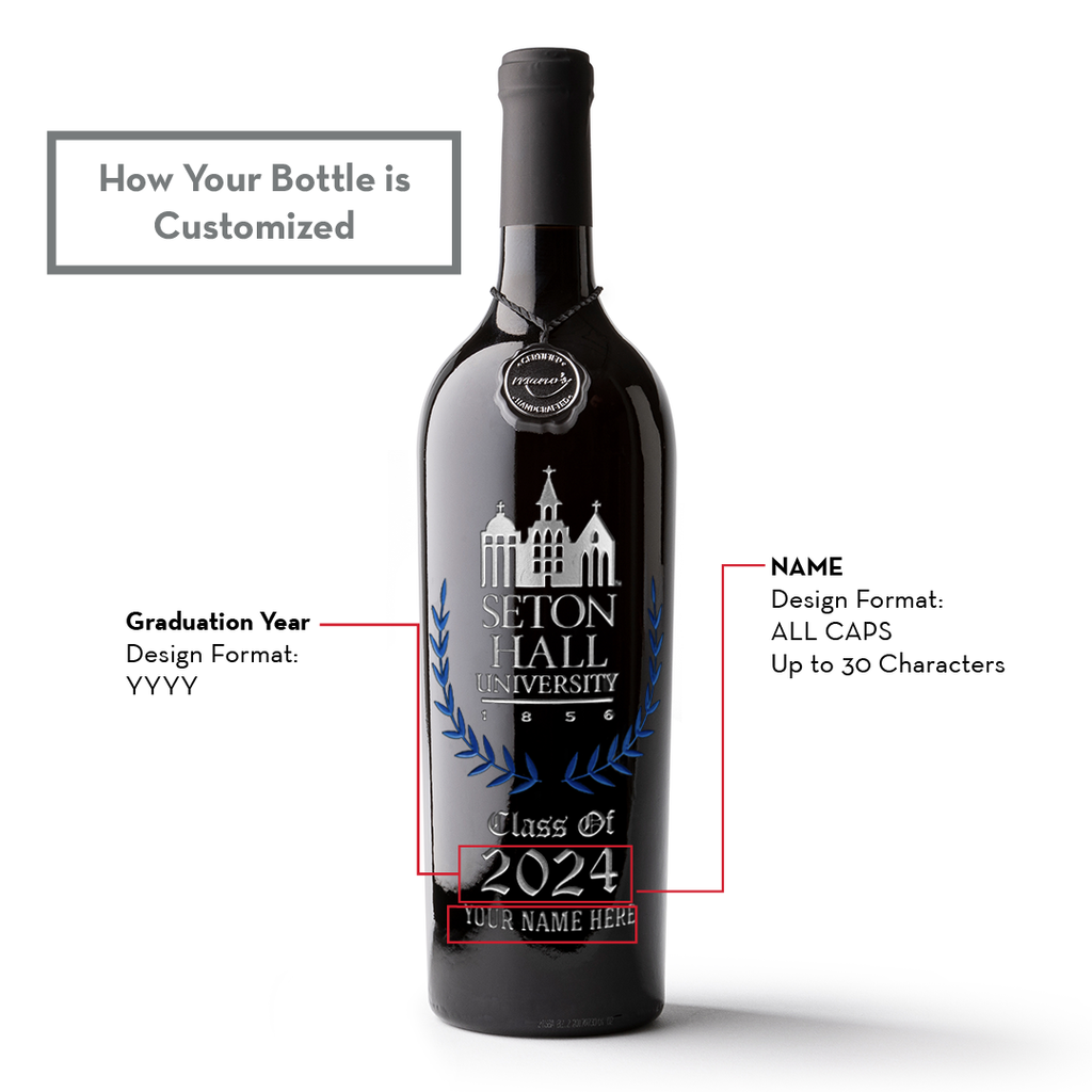 Seton Hall University Custom Alumni Etched Wine
