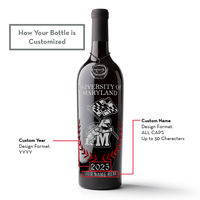University of Maryland Custom Alumni Etched Wine