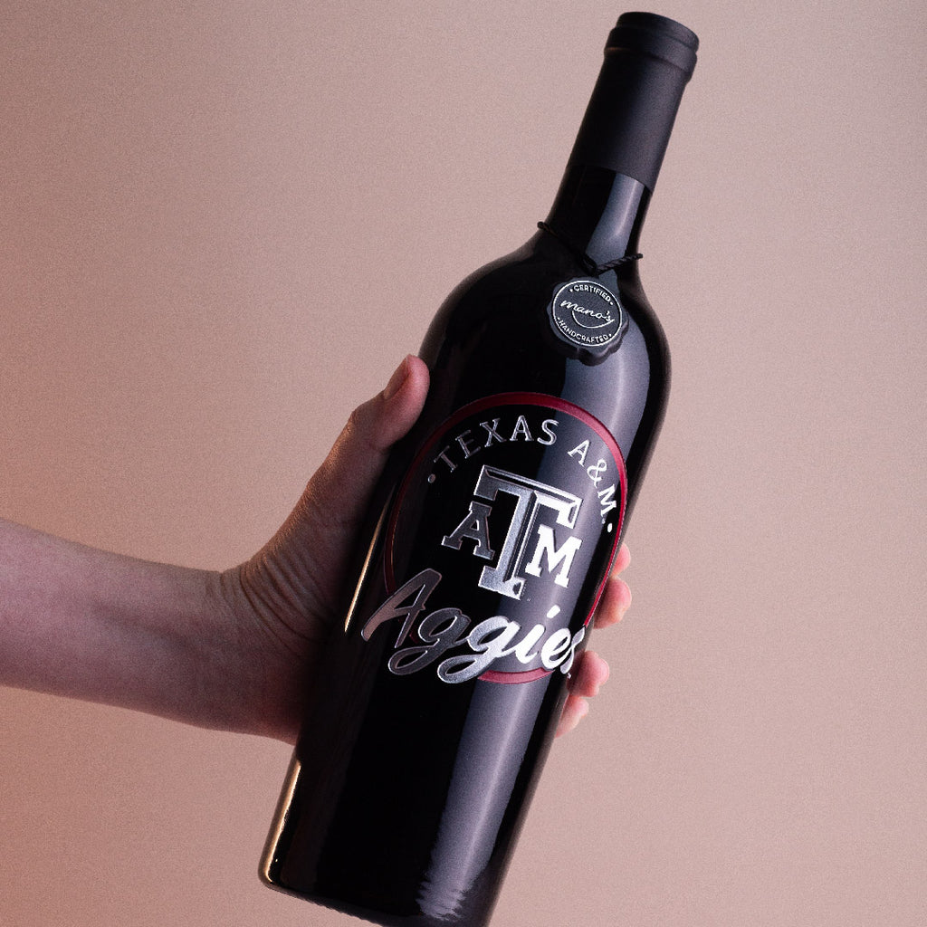 Texas A&M Aggies Circle Etched Wine