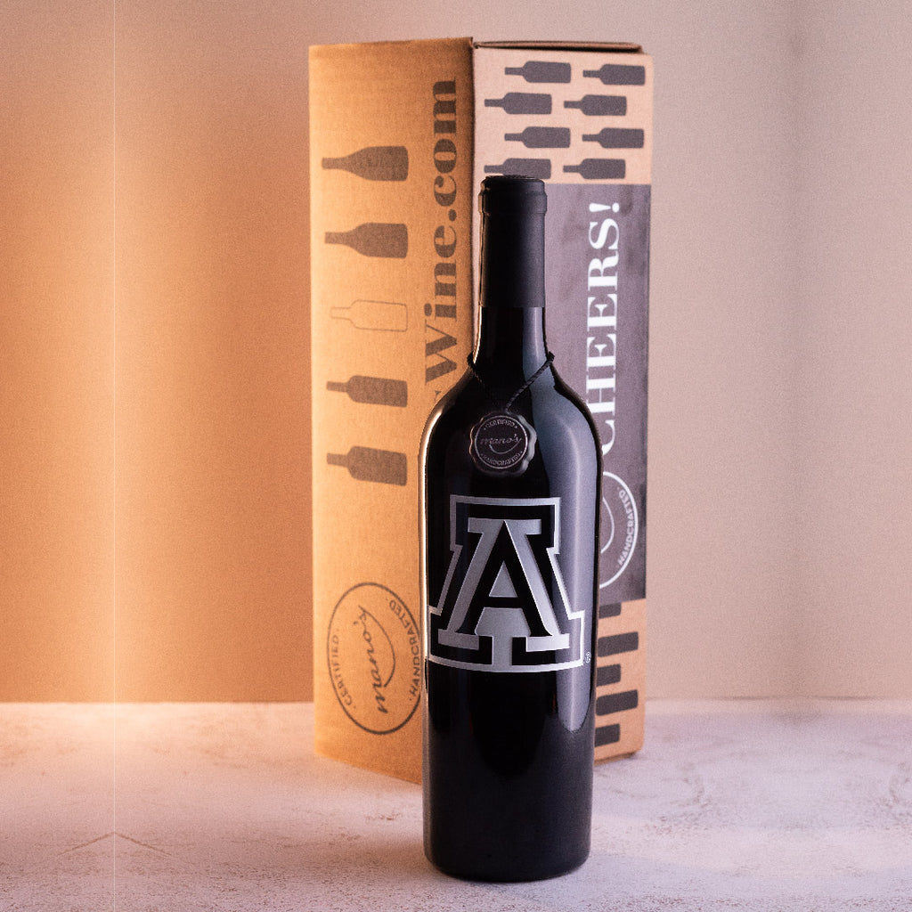 University of Arizona Logo Etched Wine