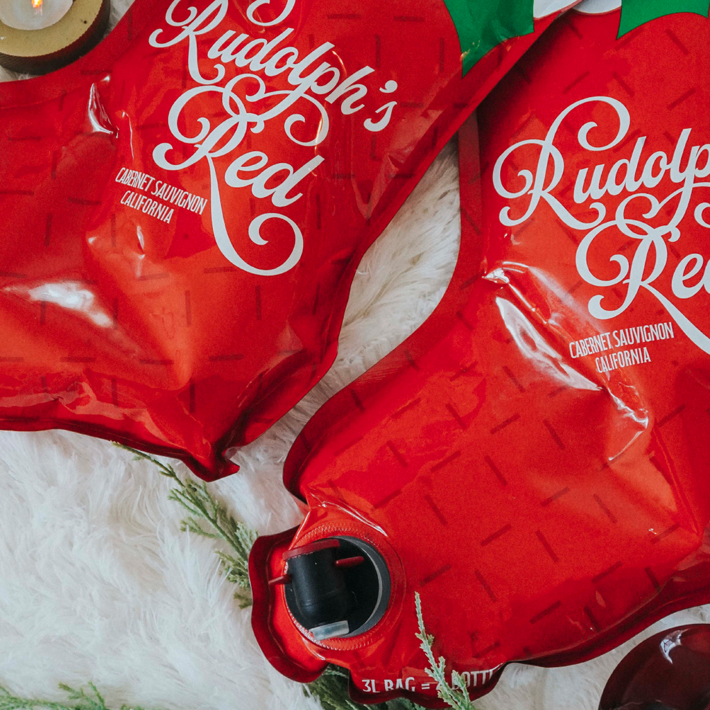 Rudolph Red 3L Holiday Stocking with Custom Name Label