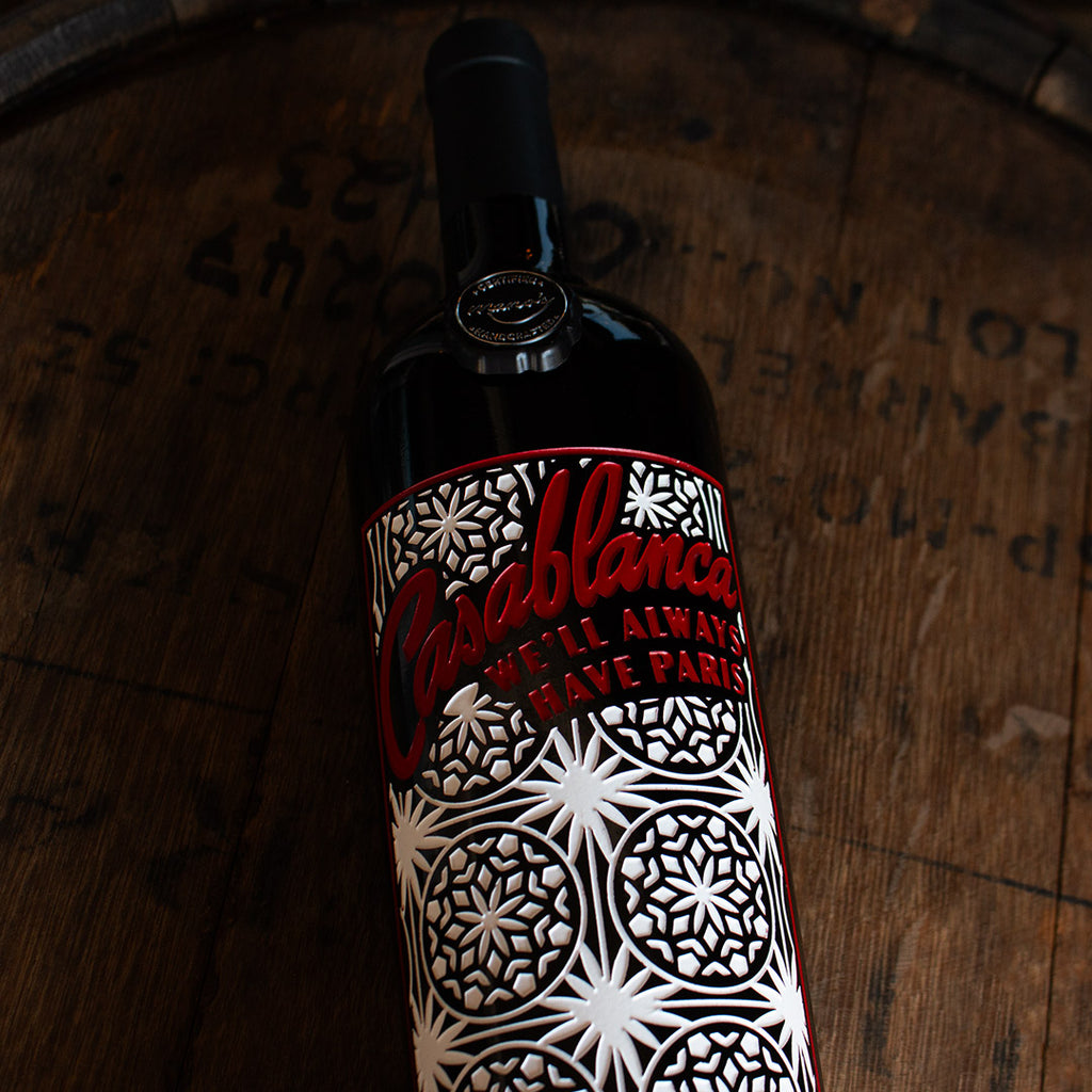 Casablanca Paris Quote Etched Wine