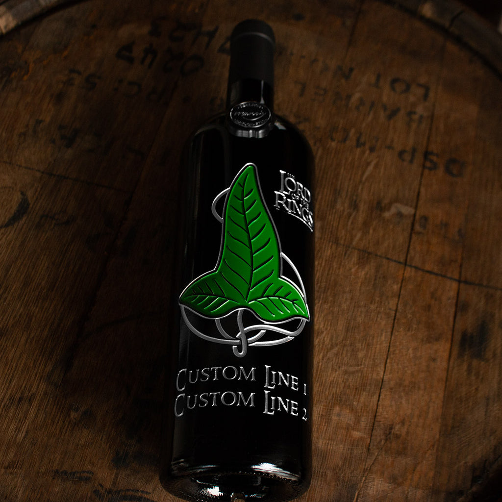 The Lord of the Rings Leaf of Lorien Custom Name Etched Wine