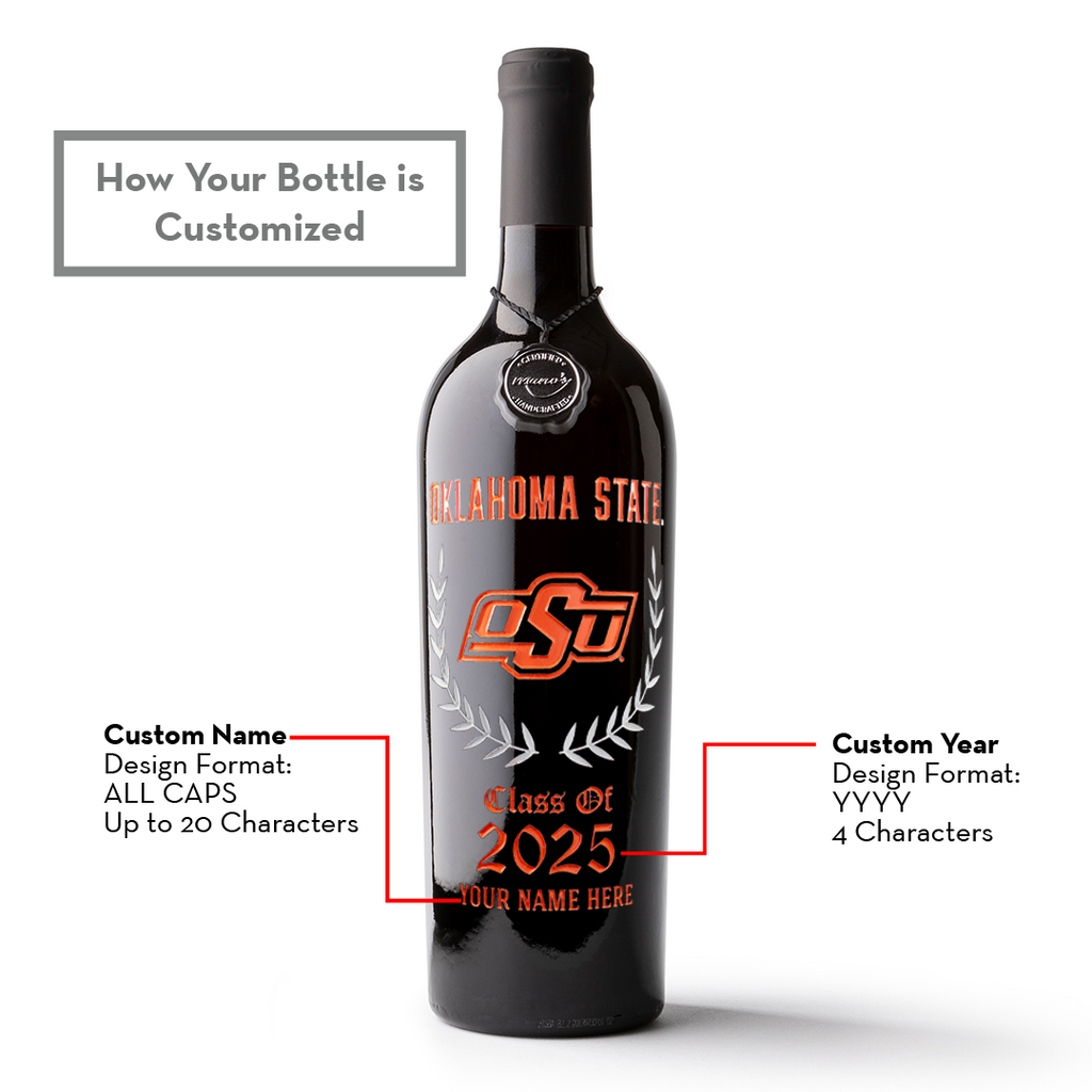 Oklahoma State University Custom Alumni Etched Wine