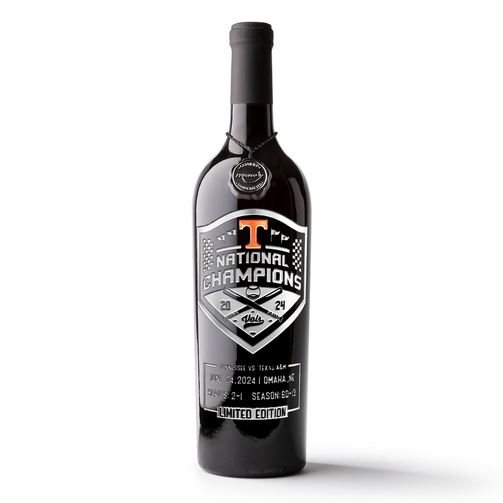 Tennessee 2024 Baseball National Champions Logo Etched Wine