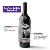 Vikings Custom Season Ticket Member Etched Wine