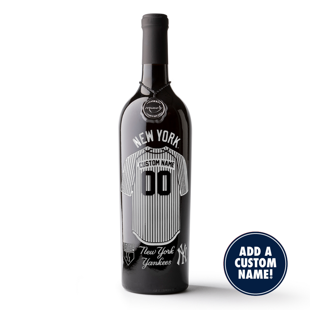 New York Yankees Custom Jersey Etched Wine
