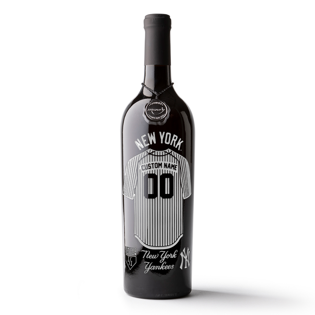 New York Yankees Custom Jersey Etched Wine