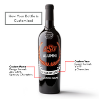 Oklahoma State Custom Alumni Association Etched Wine