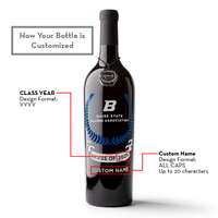 Boise State Custom Alumni Association Etched Wine