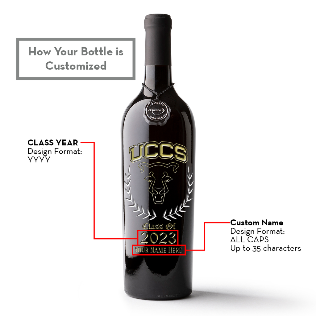 University of Colorado Colorado Springs Custom Alumni Etched Wine