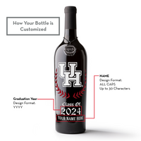 University of Houston Custom Alumni Etched Wine