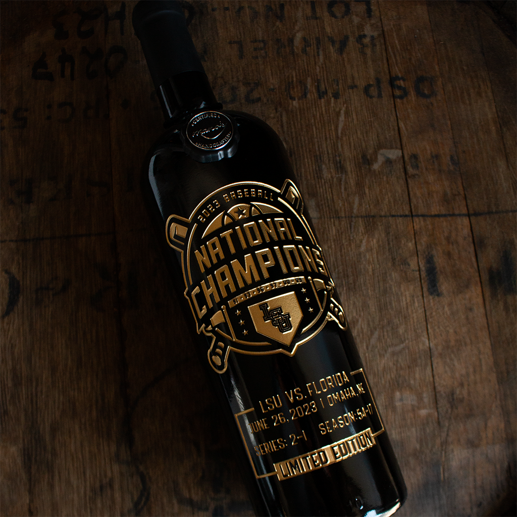 LSU 2023 Baseball National Champions Etched Wine