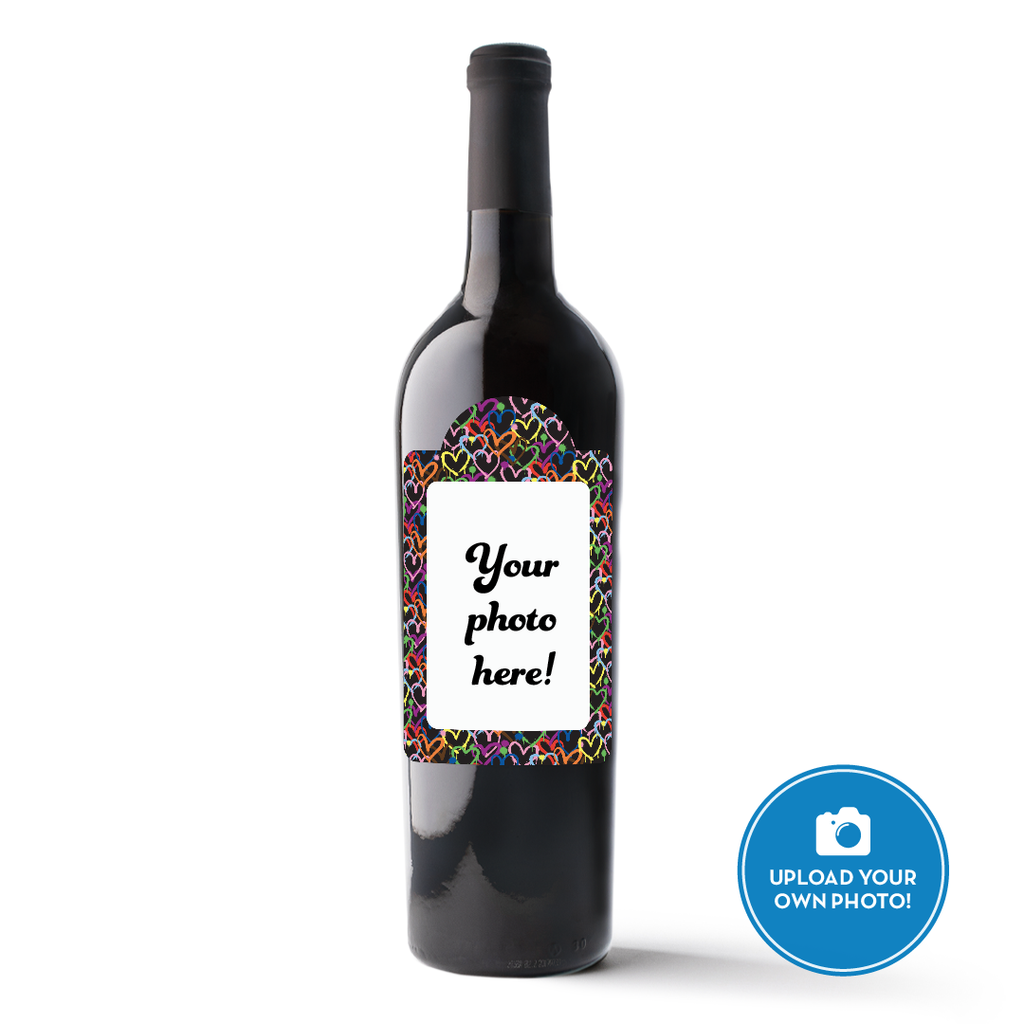 Graffiti Hearts Custom Photo Label Wine