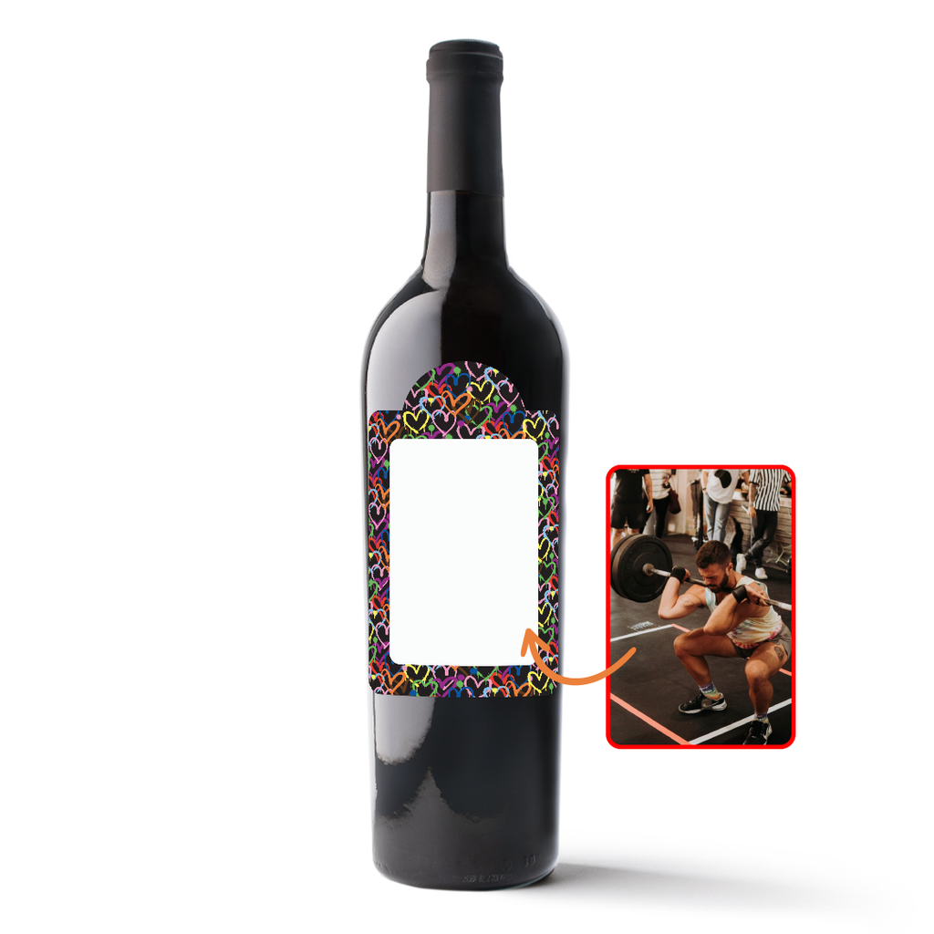 Graffiti Hearts Custom Photo Label Wine
