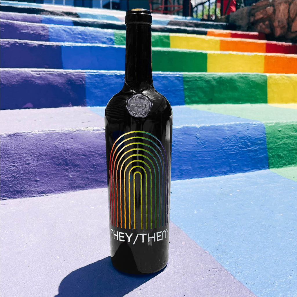 Custom Pronoun Rainbow Etched Wine