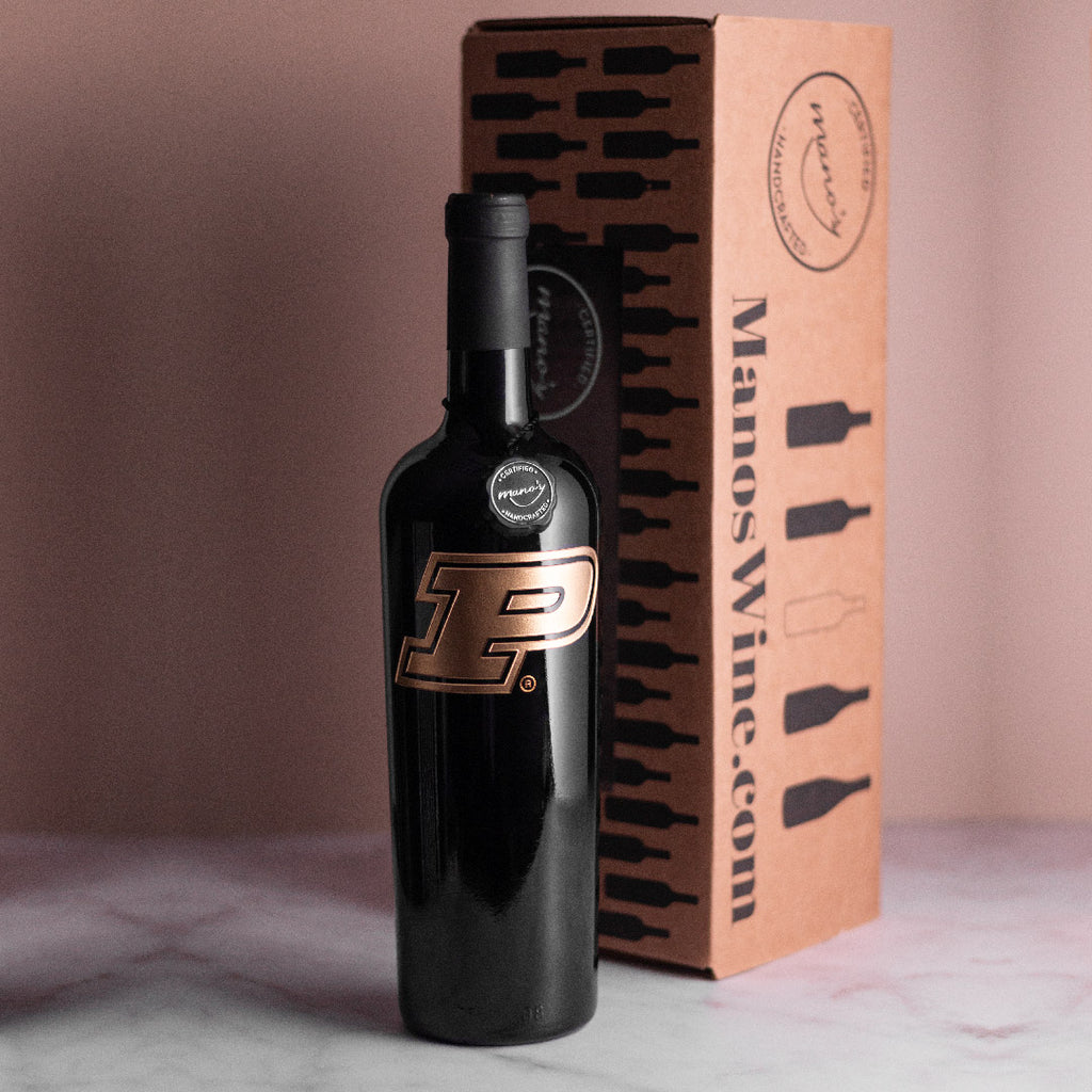 Purdue University Logo Etched Wine