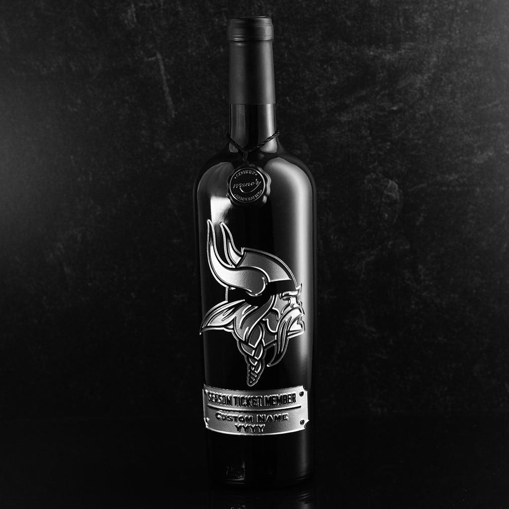 Vikings Custom Season Ticket Member Etched Wine