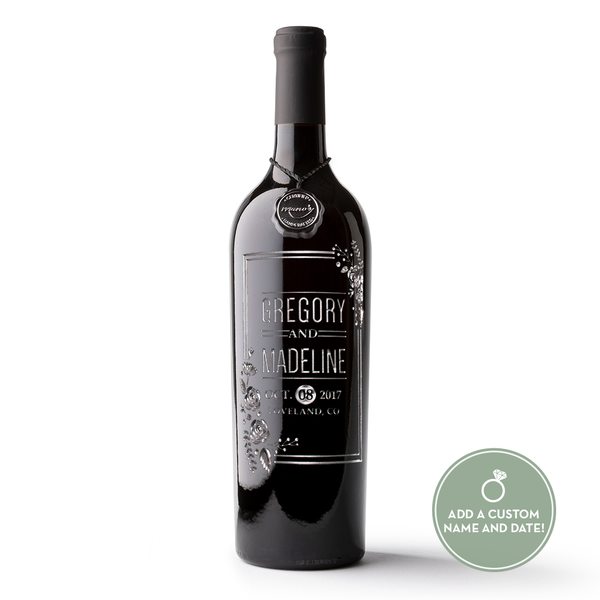 Wedding Flowers Custom Etched Wine Bottle