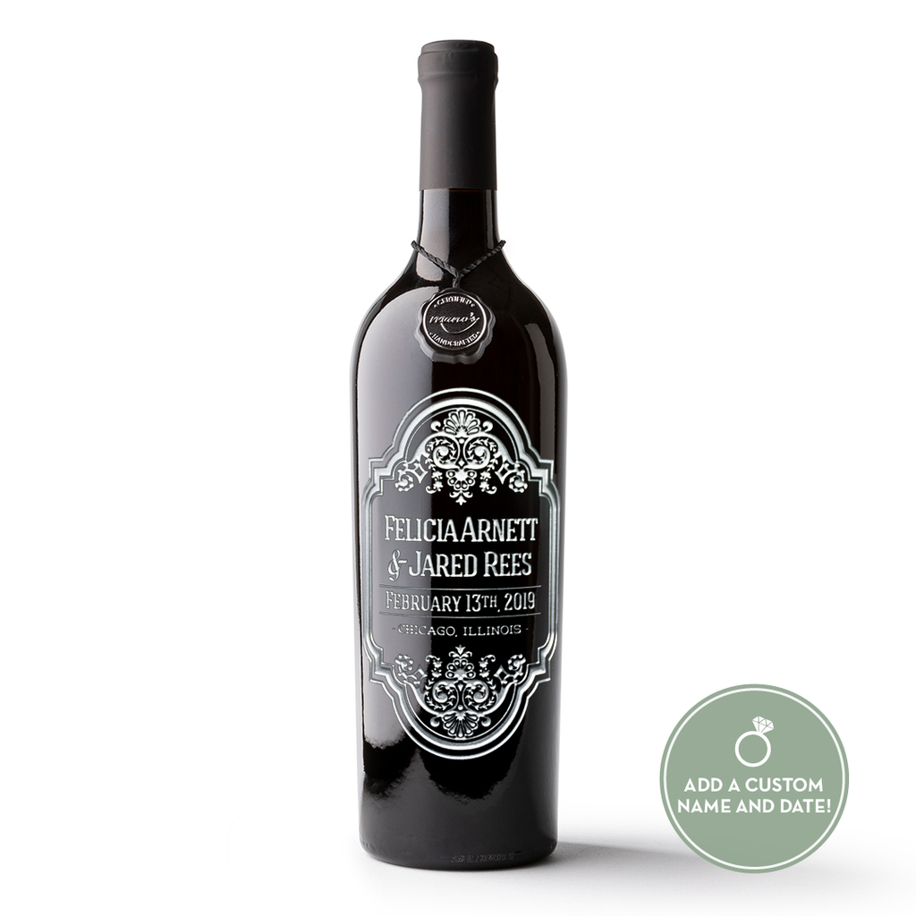 Classic Wedding Custom Etched Wine Bottle
