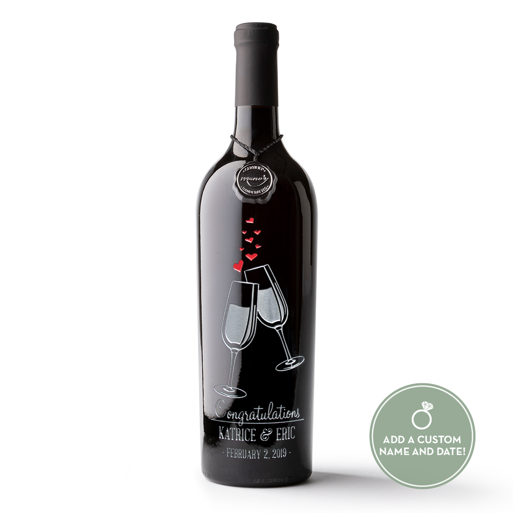 Wedding Cheers Custom Etched Wine Bottle