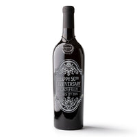 Anniversary Frame Custom Etched Wine Bottle