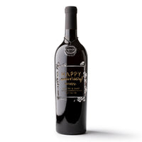 Anniversary Flower Frame Custom Etched Wine Bottle