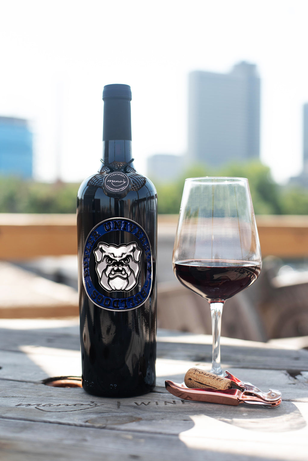 Butler University Logo Etched Wine