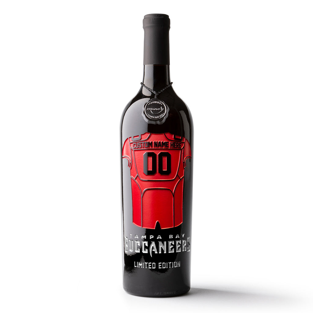 Tampa Bay Bucs Custom Jersey Etched Wine