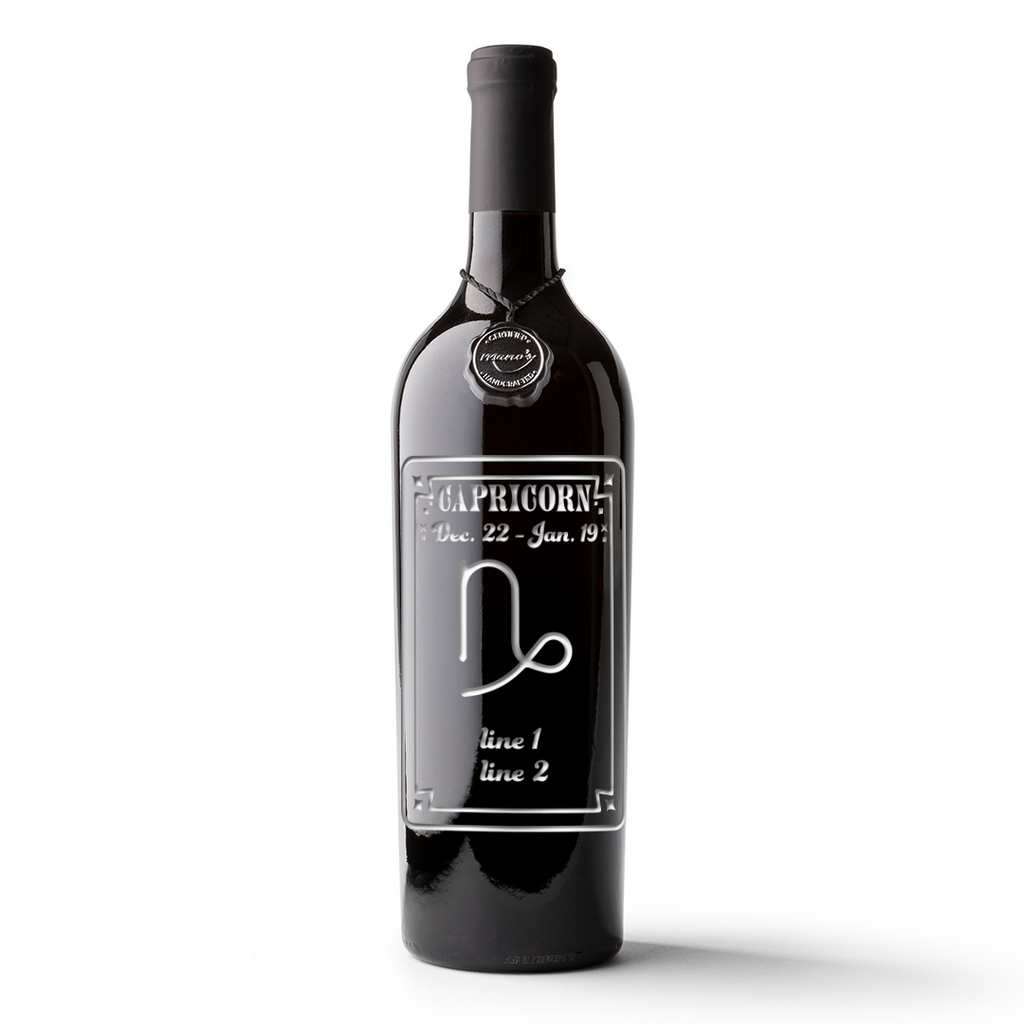 Capricorn Custom Etched Wine Bottle