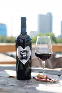 Creighton University Heart Etched Wine Bottle