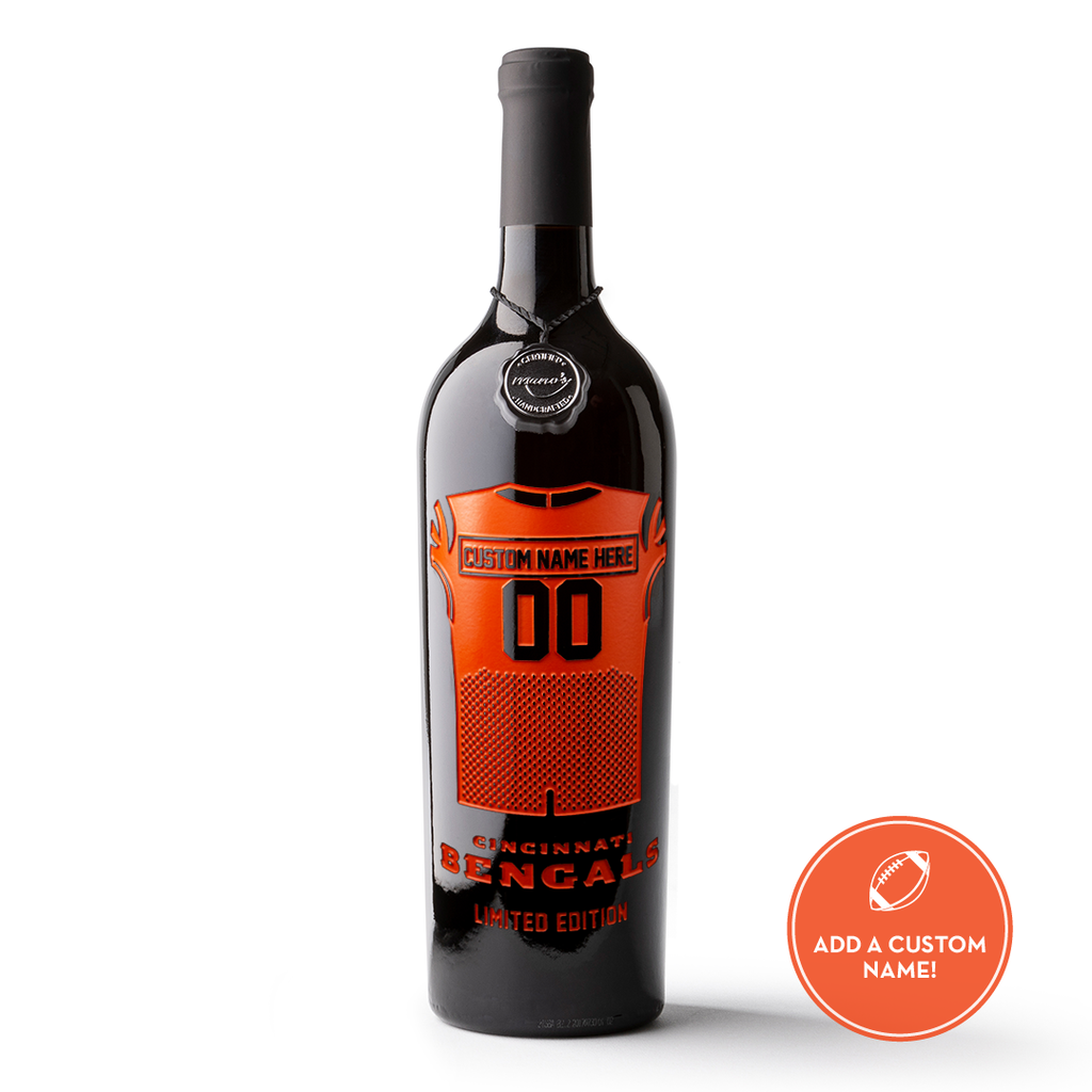 Cincinnati Bengals Custom Name Jersey Etched Wine
