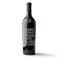 Father's Day Words Etched Wine