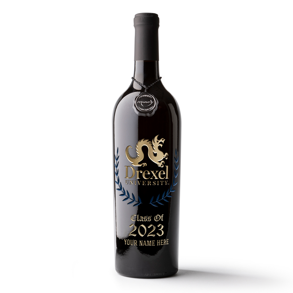 Drexel University Custom Alumni Etched Wine