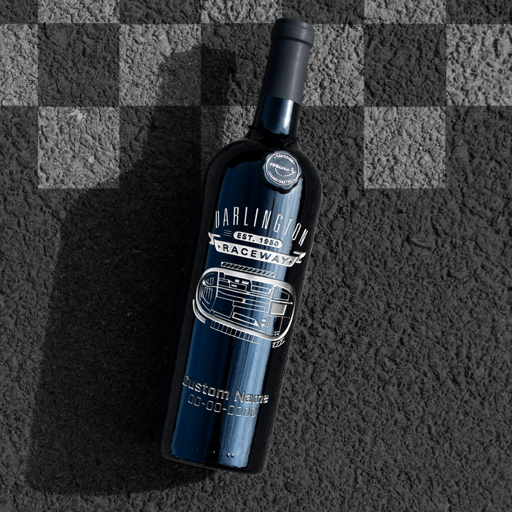 Darlington Raceway Custom Name Etched Wine