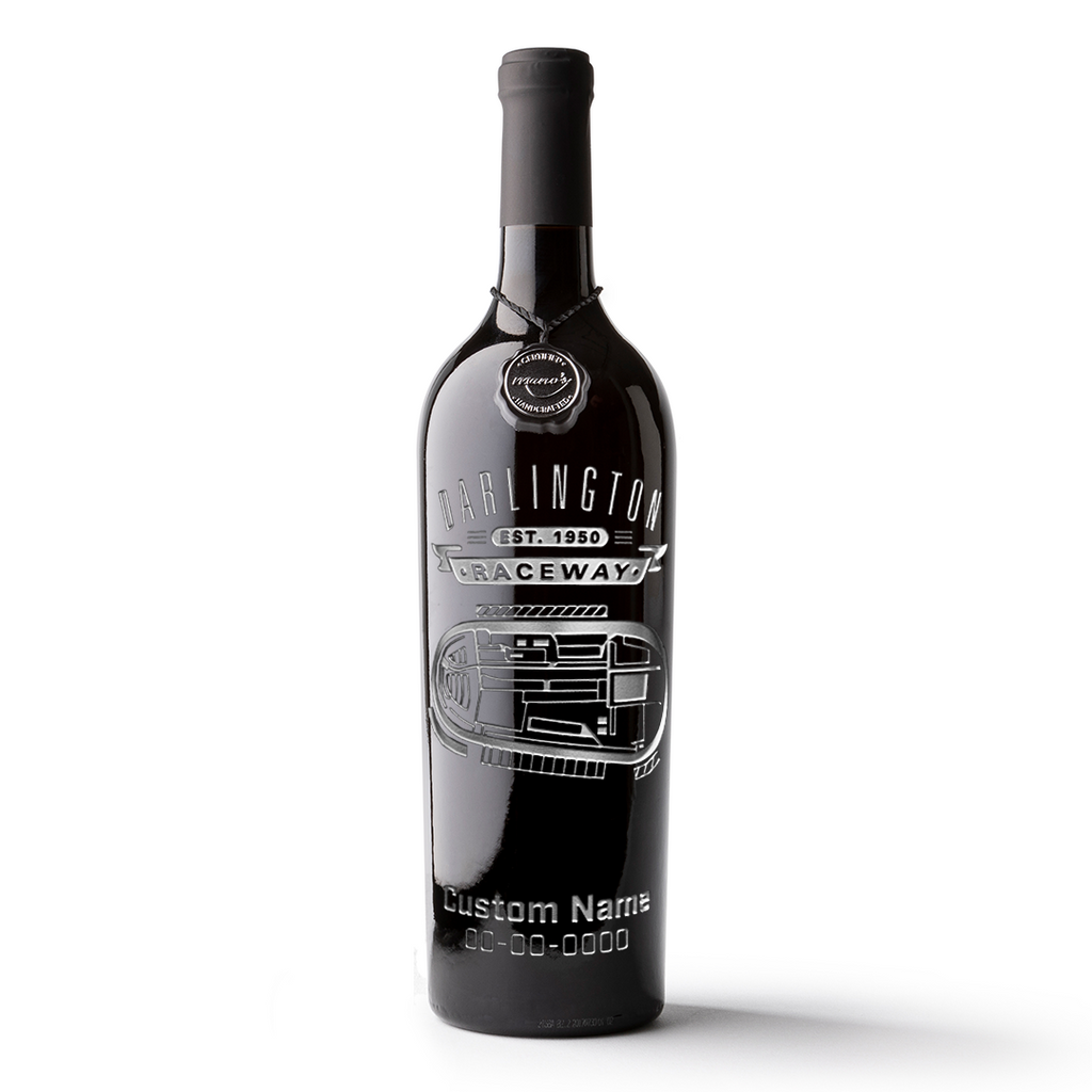Darlington Raceway Custom Name Etched Wine