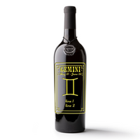 Gemini Custom Etched Wine Bottle