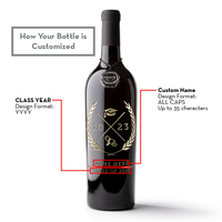 Custom Graduation Year Etched Wine Bottle
