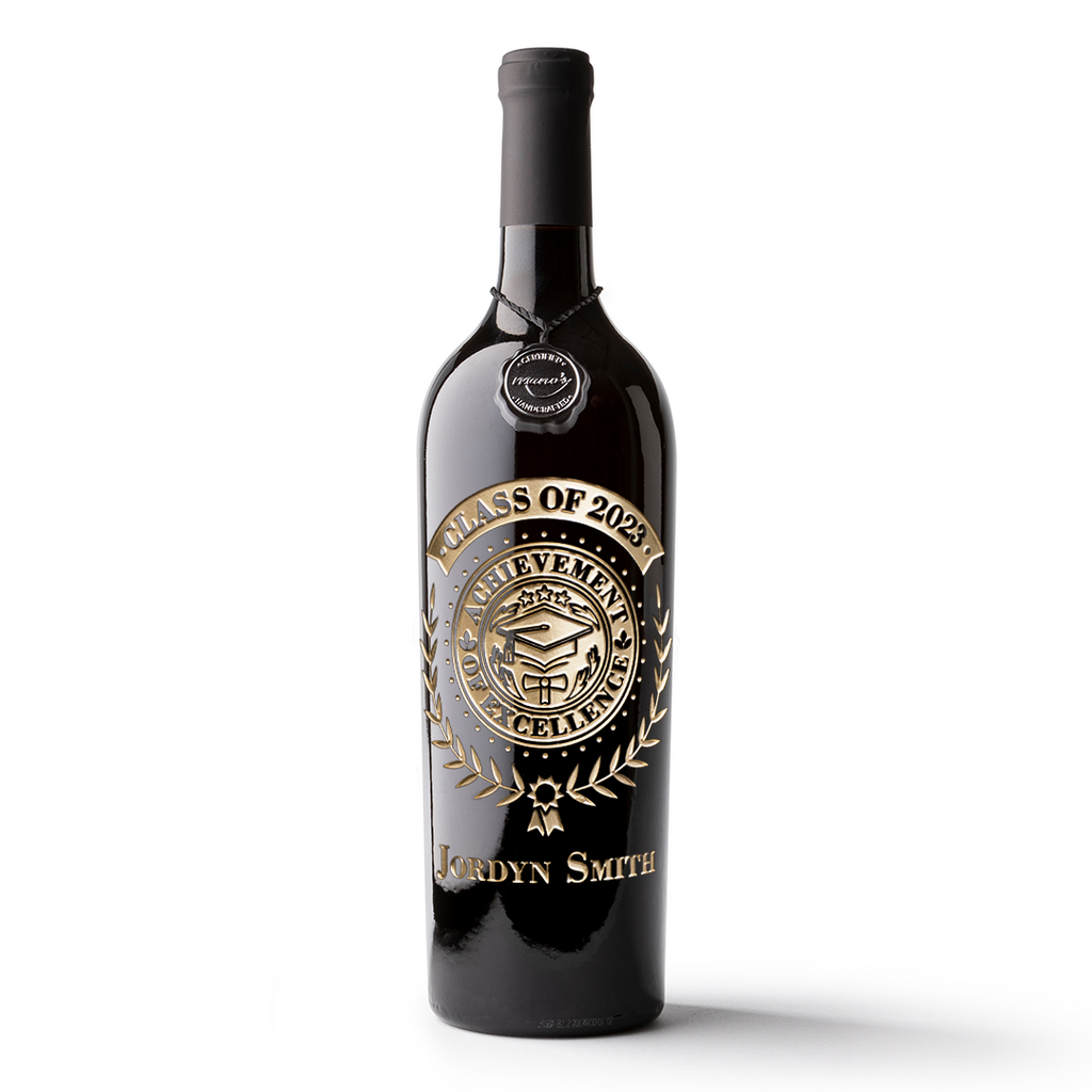Custom Graduation Laurel Etched Wine