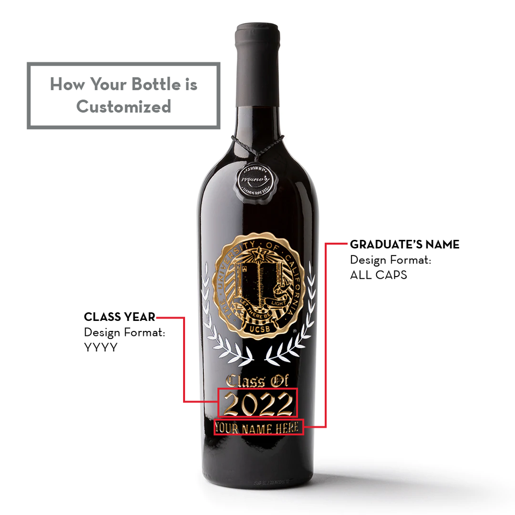 UC Santa Barbara Commemorative Graduate Etched Wine
