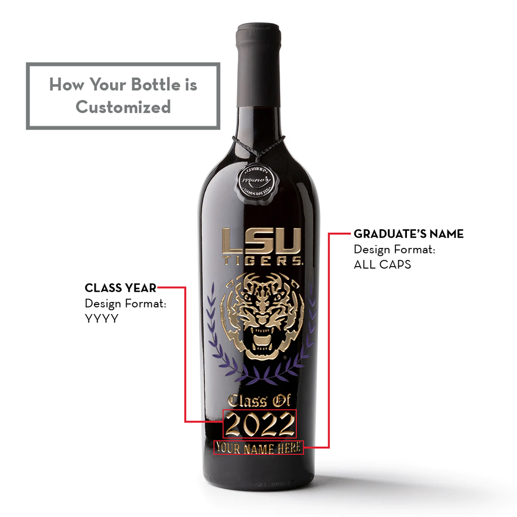 Louisiana State University Custom Alumni Etched Wine