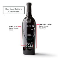 University of Miami Custom Alumni Etched Wine