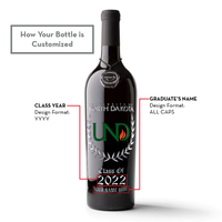 University of North Dakota Custom Alumni Etched Wine