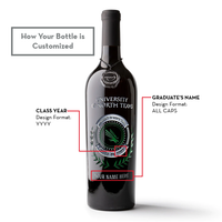 University of North Texas Custom Alumni Etched Wine Bottle