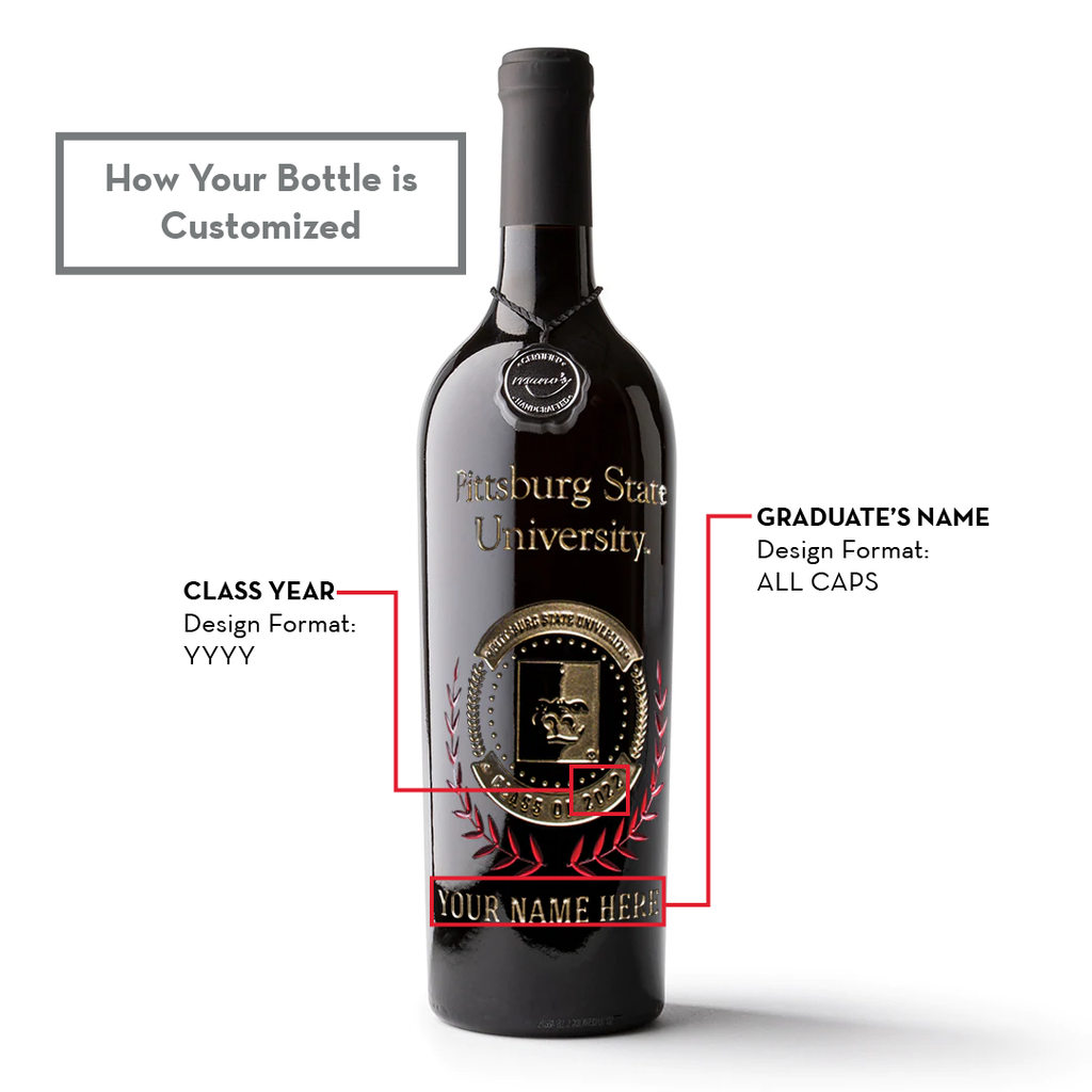 Pittsburg State University Custom Alumni Wine Bottle