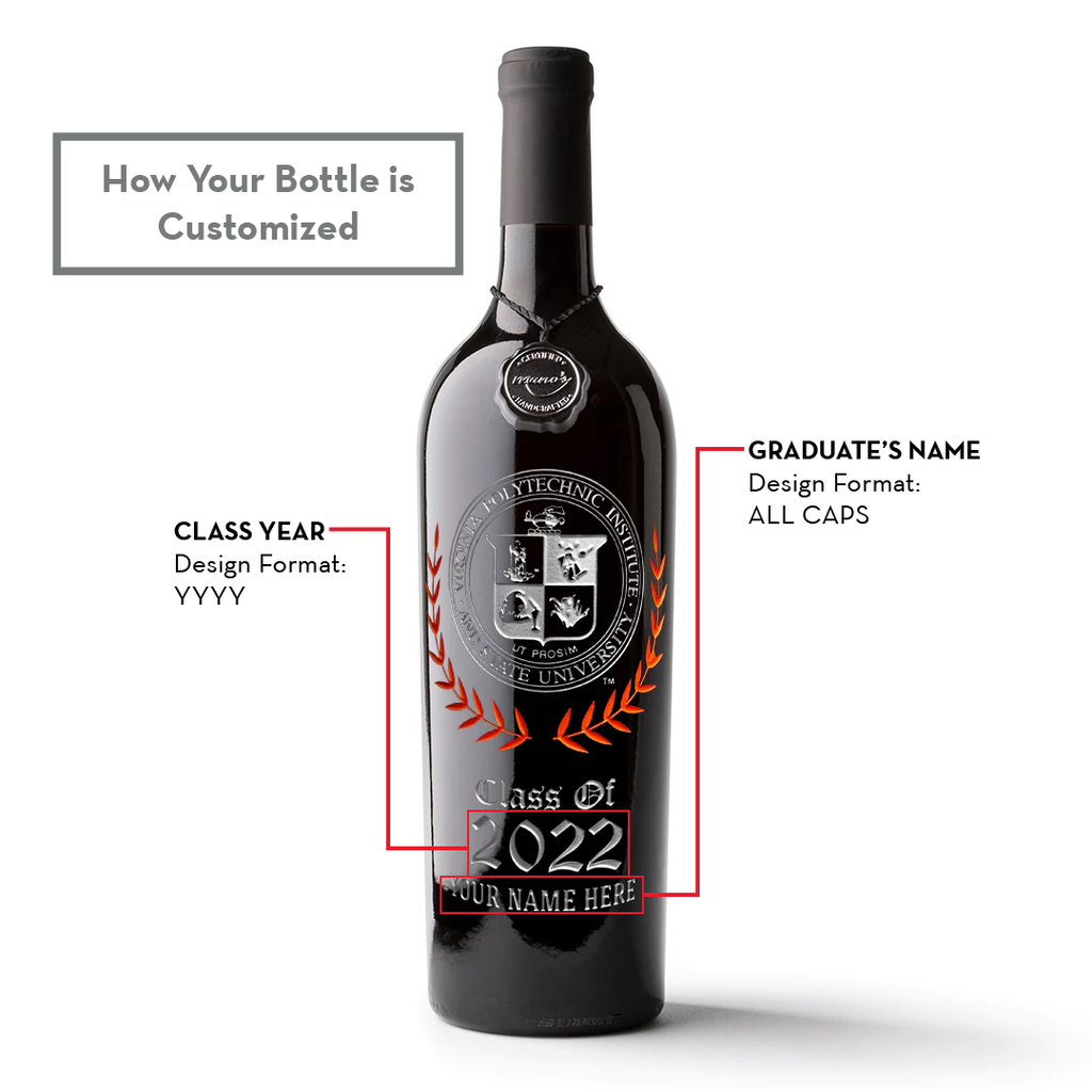 Virginia Tech Custom Alumni Etched Wine