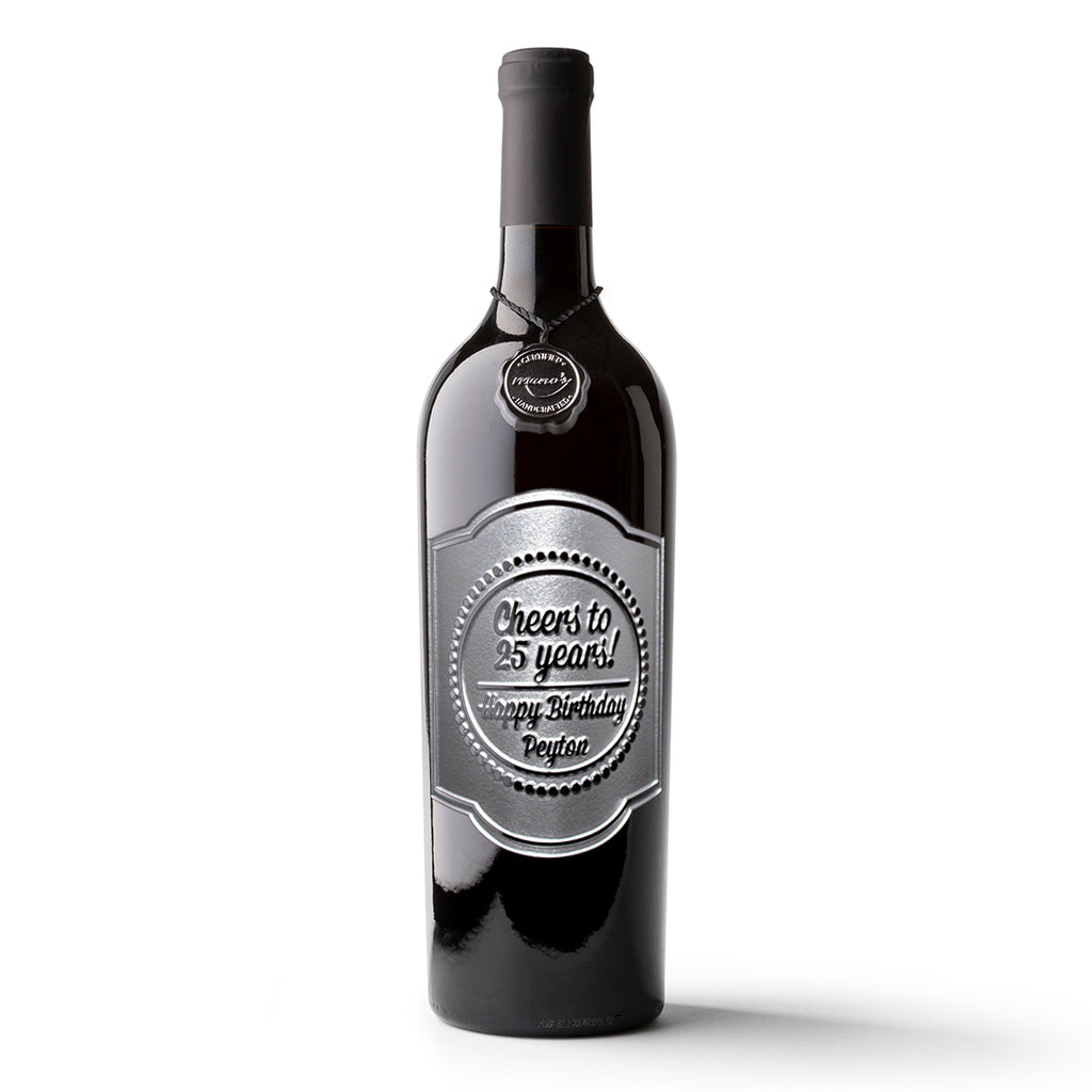 Birthday Cheers Custom Etched Wine Bottle