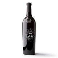 Happy Birthday Candles Etched Wine Bottle