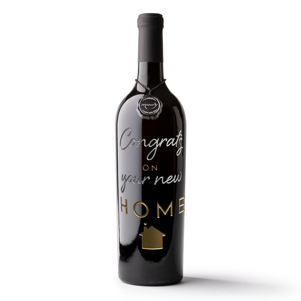 Congrats on Your New Home Etched Wine